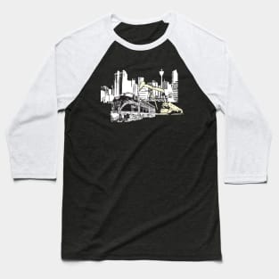 City Buildings Bus Abstract Art Creative Design Baseball T-Shirt